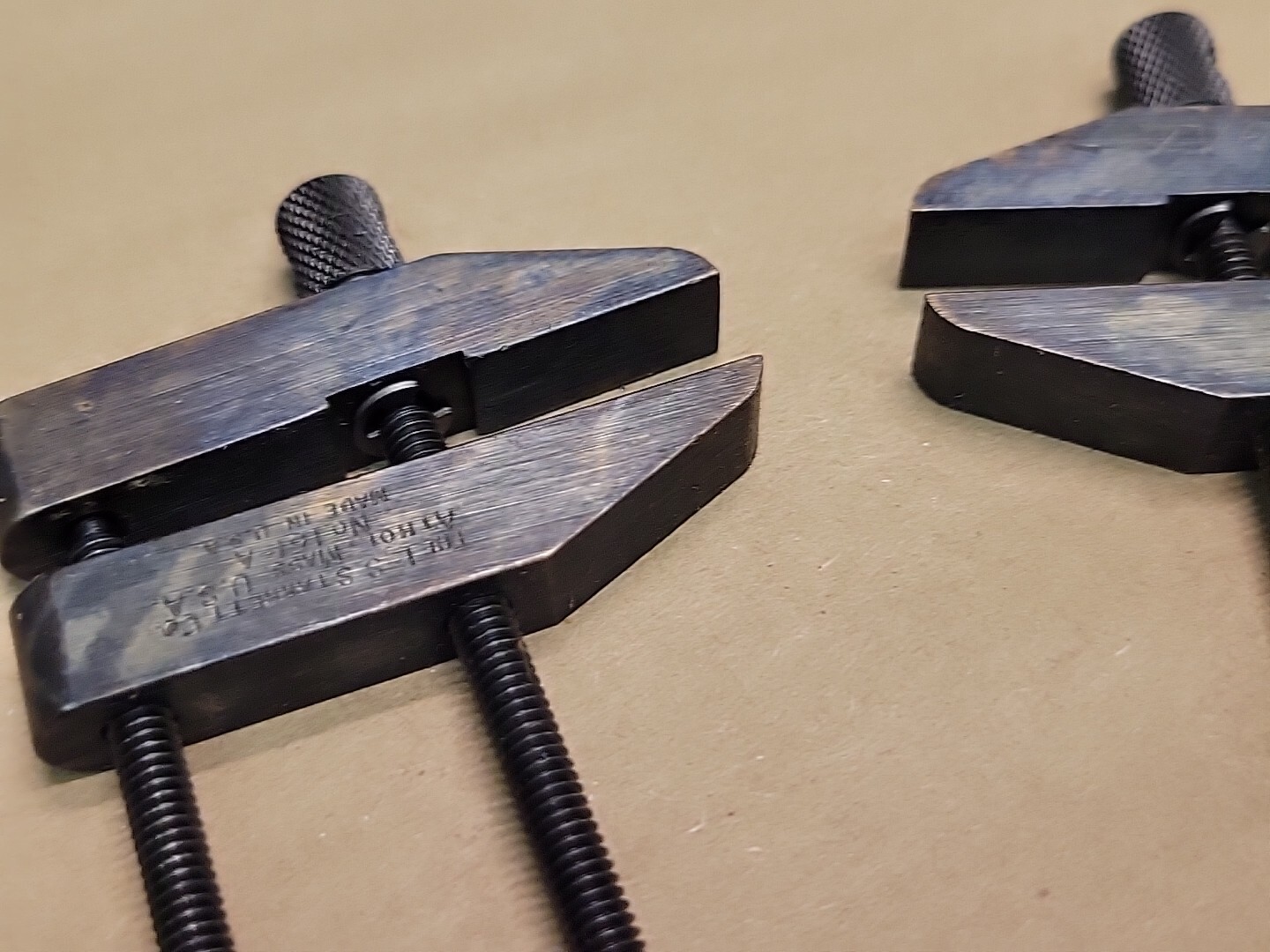 L. S. Starrett Machinist Parallel Clamps # 161A 2 Clamps W/ Owner Mark NOS