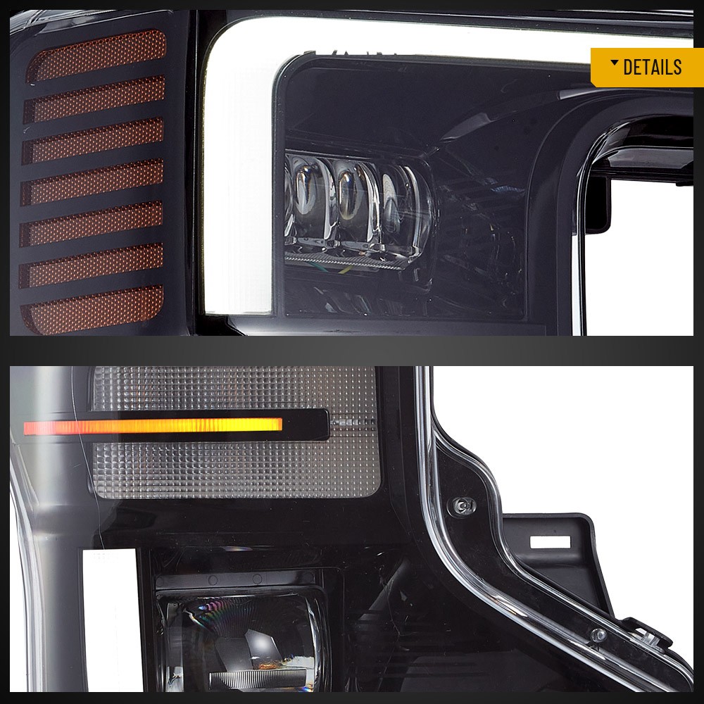 A Pair Black Full LED Headlights Fit Halogen 2020-2022 Ford F250 F350 Super Duty