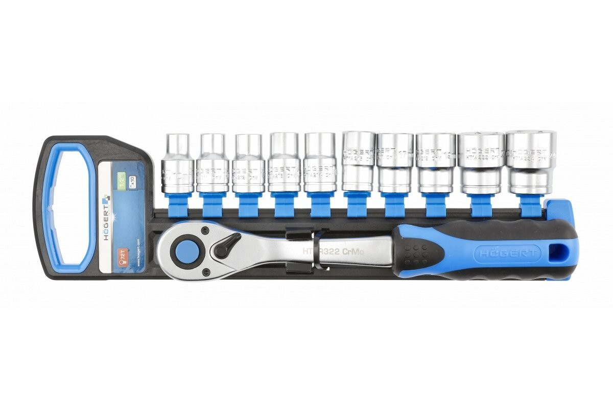 1/2″ Sockets with Ratchet Handle 72T Set of 11 pcs – HT1R332 of Hogert