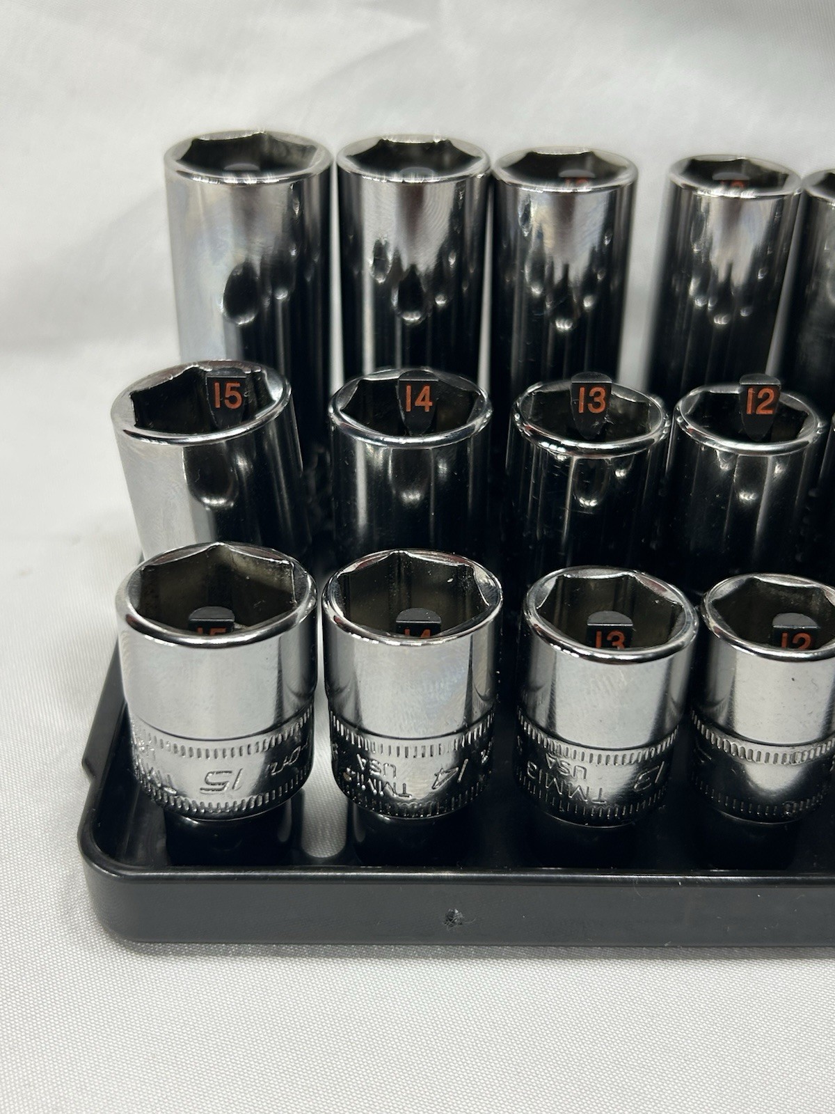 Minty Snap On 1/4 Drive Metric Master Set 5-15mm Shallow, Semi-Deep, Deep Chrome