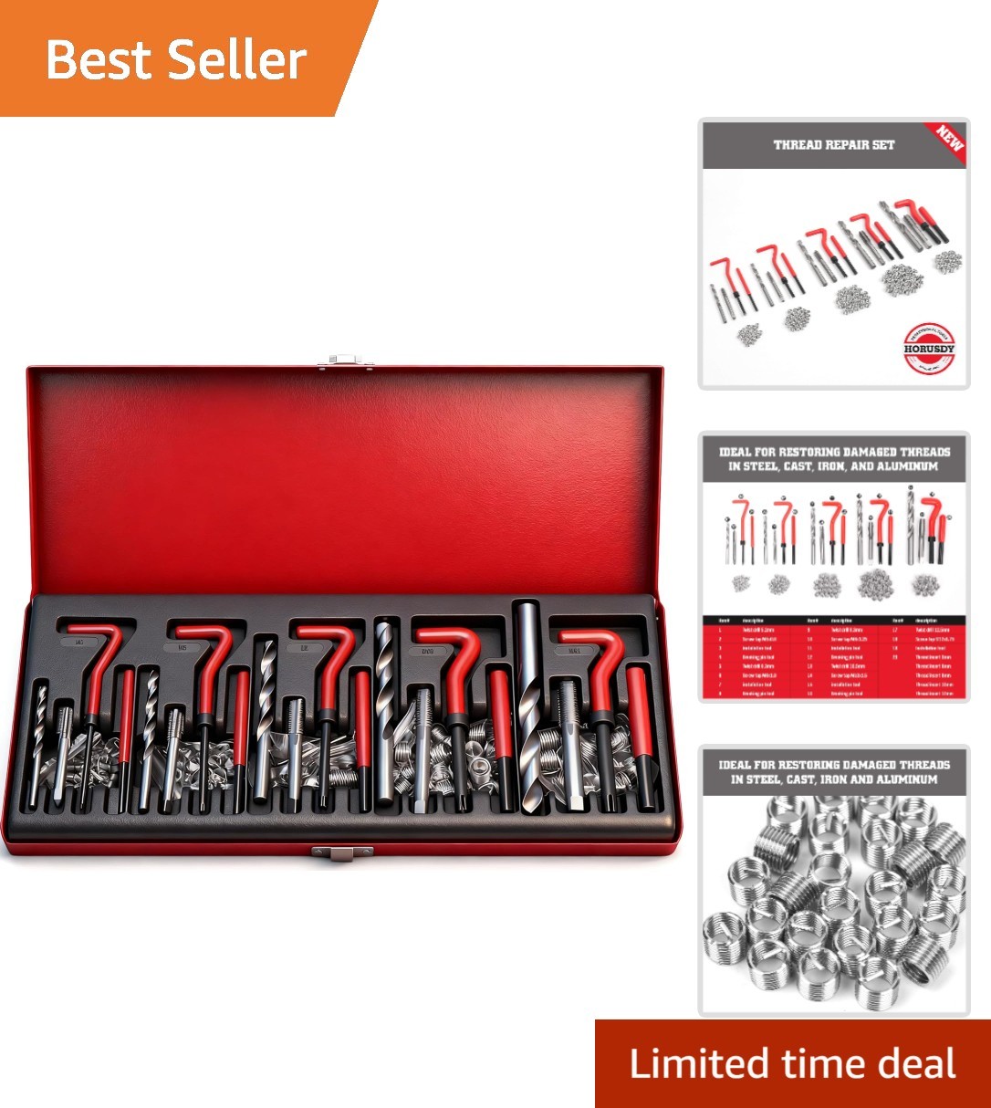 Effortless 131-Pc Helicoil Kit for Automotive Repairs – M5 to M12 Sizes Included