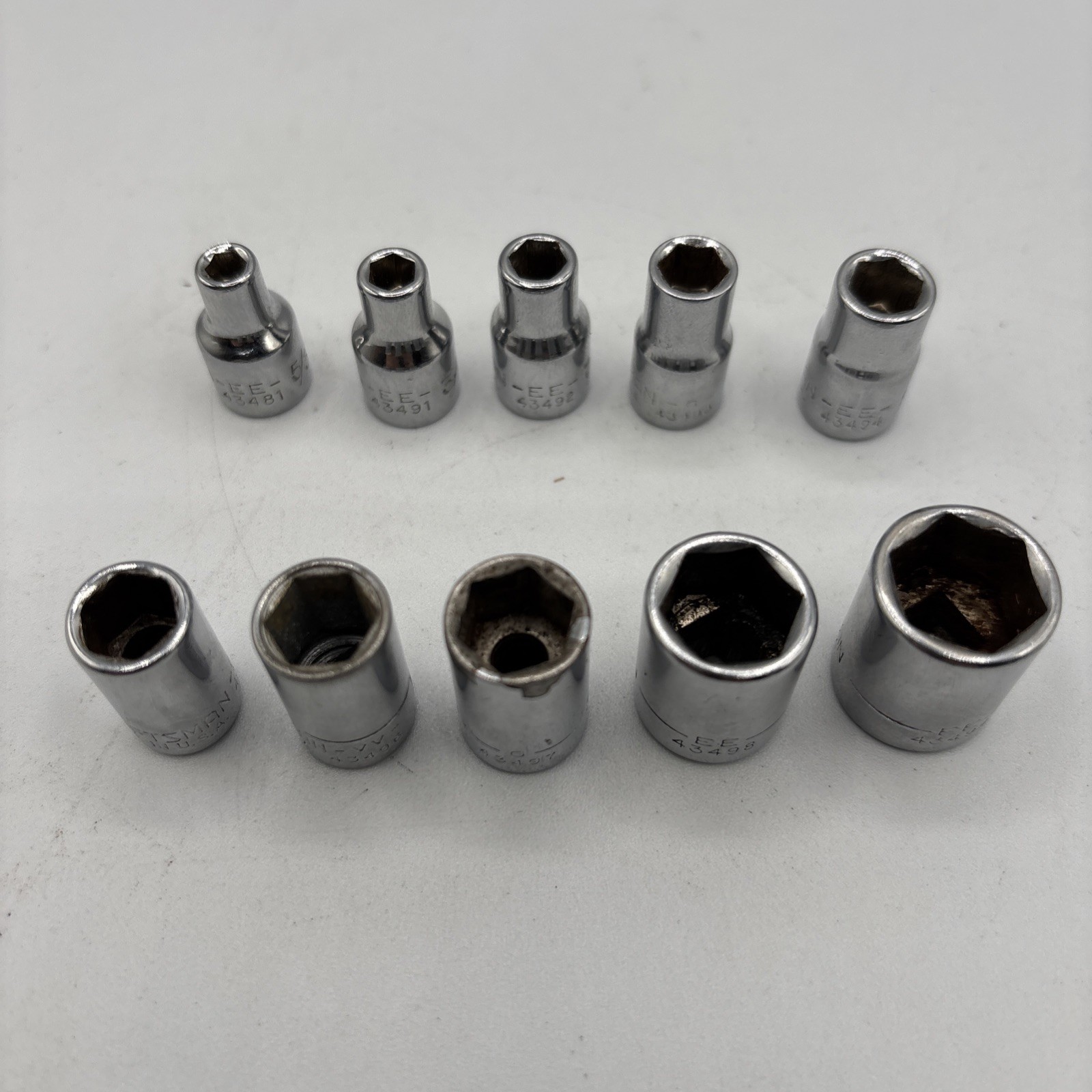 Vtg Craftsman Shallow Sockets 1/4″ Drive 6pt 5/32″ – 1/2″ SAE 10 Pcs