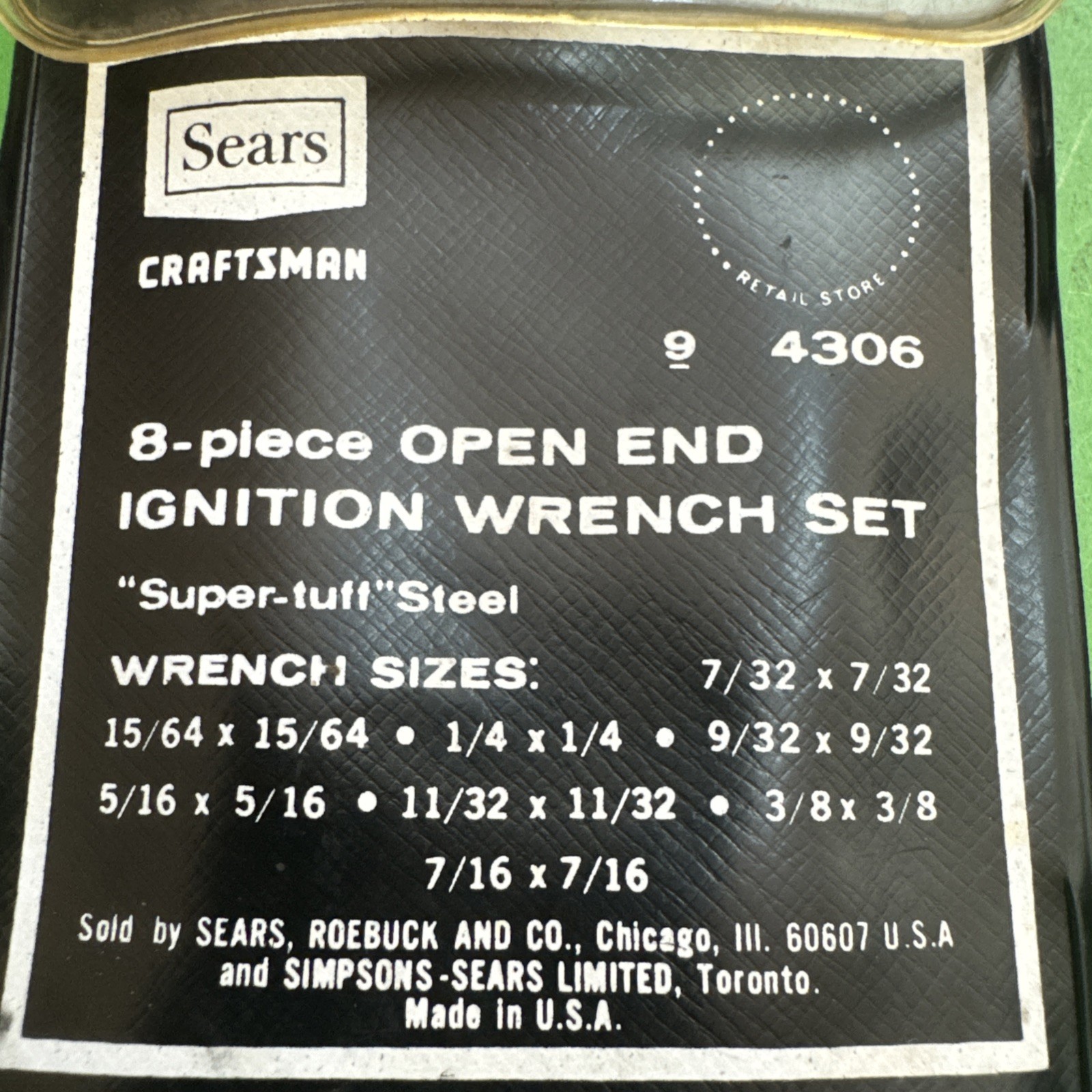 Vintage Sears Craftsman Super-Tuff 8 Piece Open End Ignition Wrench Set 9_4306