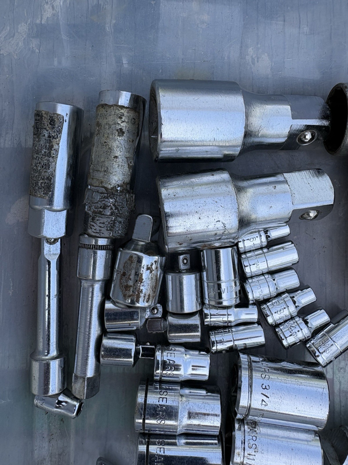 Vintage Lot 68 Pcs Misc Sockets Extensions Many USA Giller SEARS Powr-Kraft