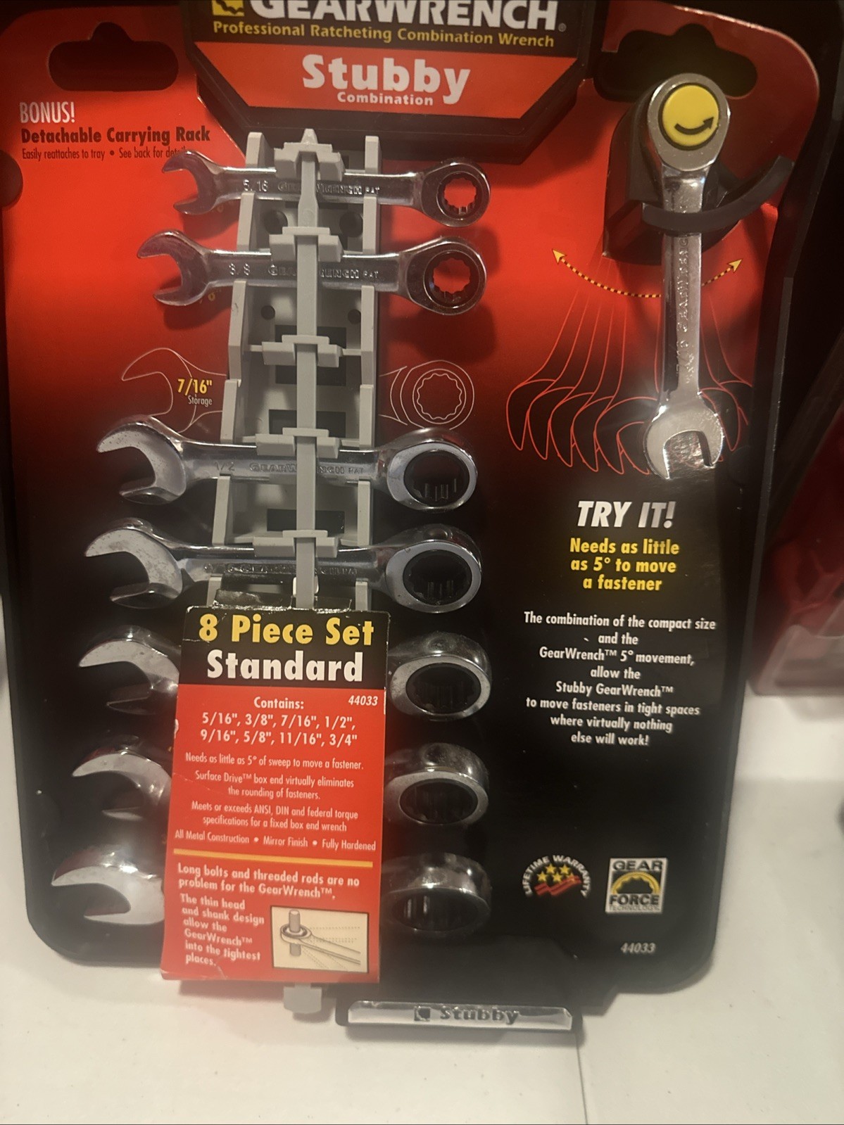 GearWrench 44033 Piece SAE Stubby Combination Ratcheting Wrench Set
