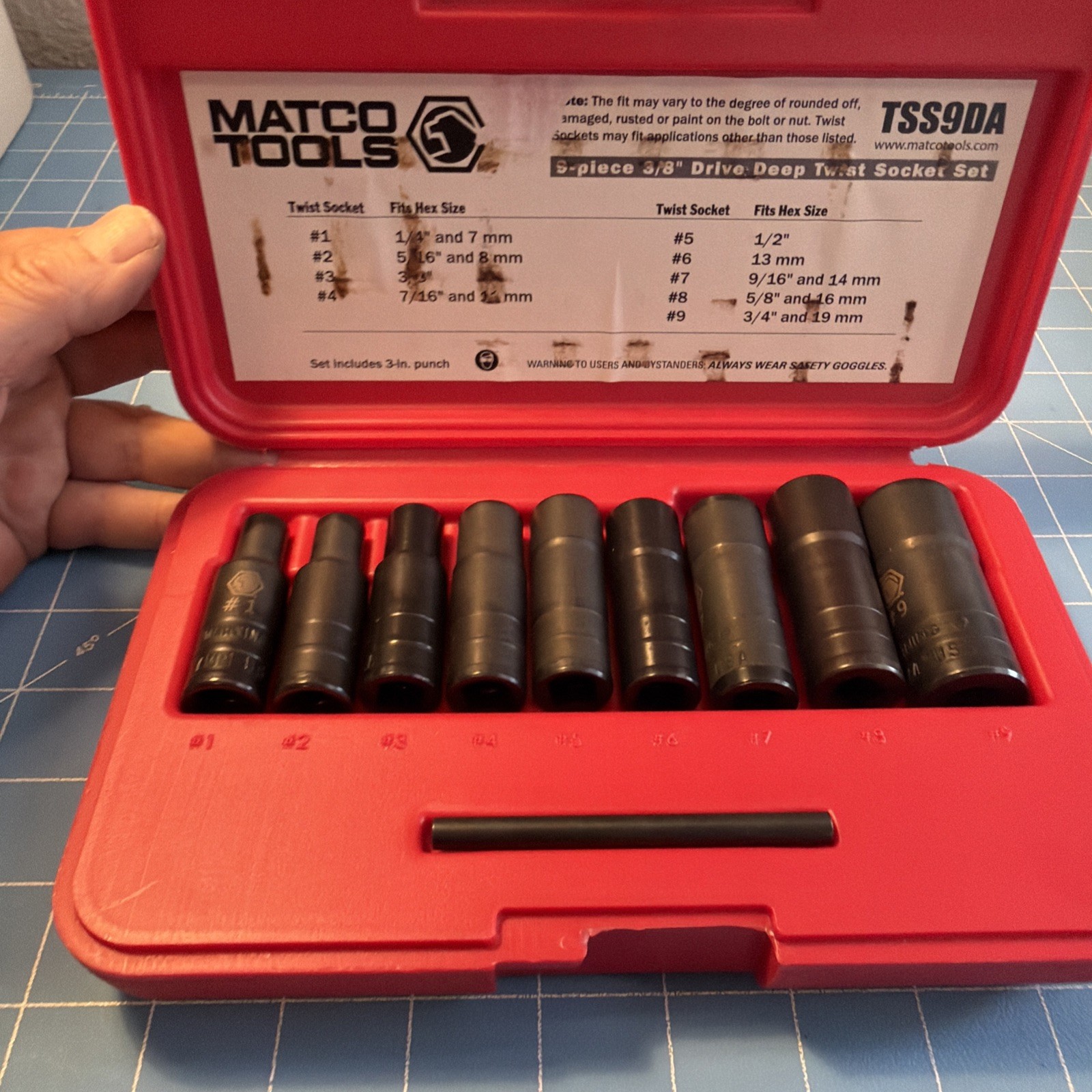 Matco Tools TSS9DA 3/8″ Drive Deep Twist Socket Set – 9PIECE MINT