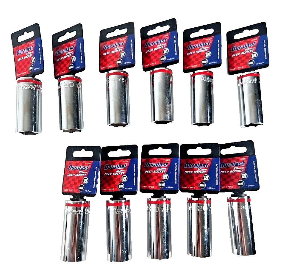 Lot of 11 Duralast 3/8″ Drive 20mm Deep Sockets 6 Point Sockets