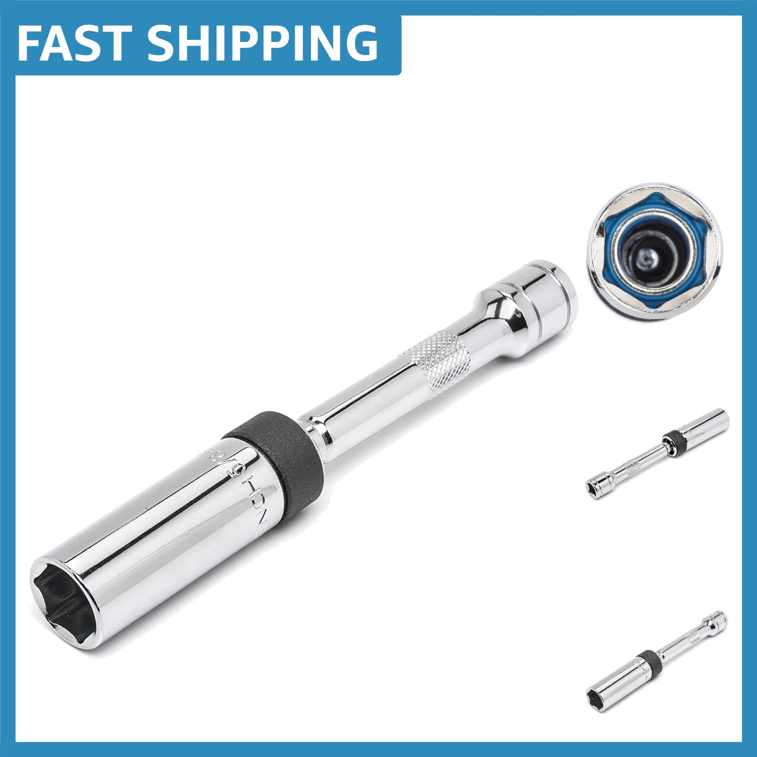 Ultra-Light 3/8″ Drive Magnetic Swivel Spark Plug Socket – 6″ Alloy Steel