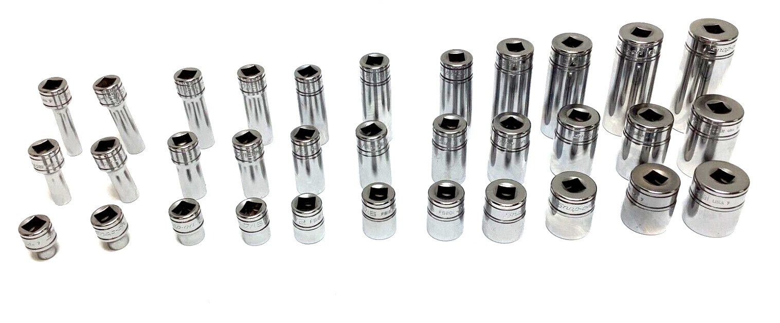New Snap-on™ 3/8″ drive 1/4″ thru 7/8″ 6-point Shallow Semideep Deep Socket Set
