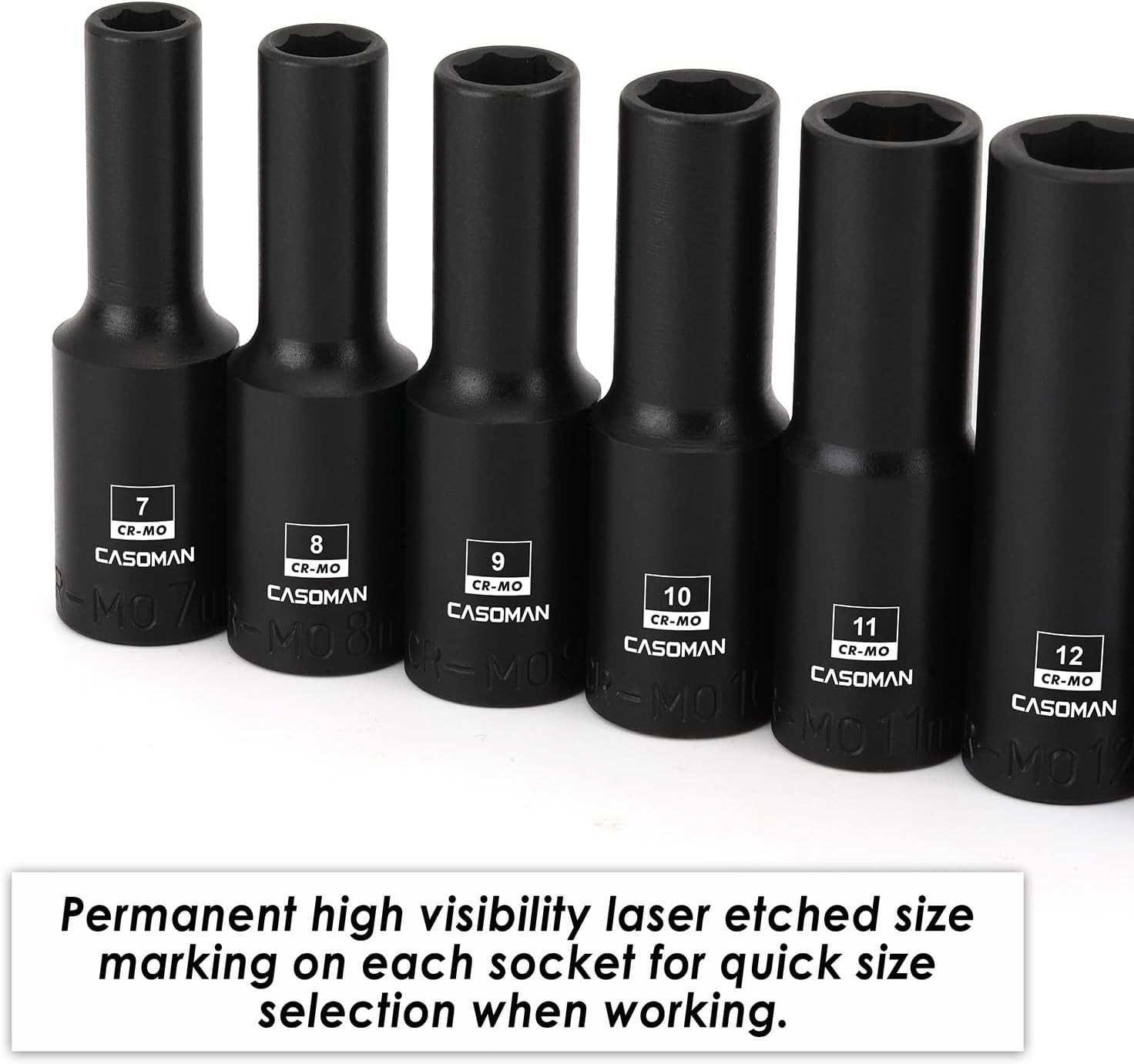 13PCS 3/8″Drive Magnetic Impact Socket Set, Deep, 6-Point, Metric, 7mm to 19m…