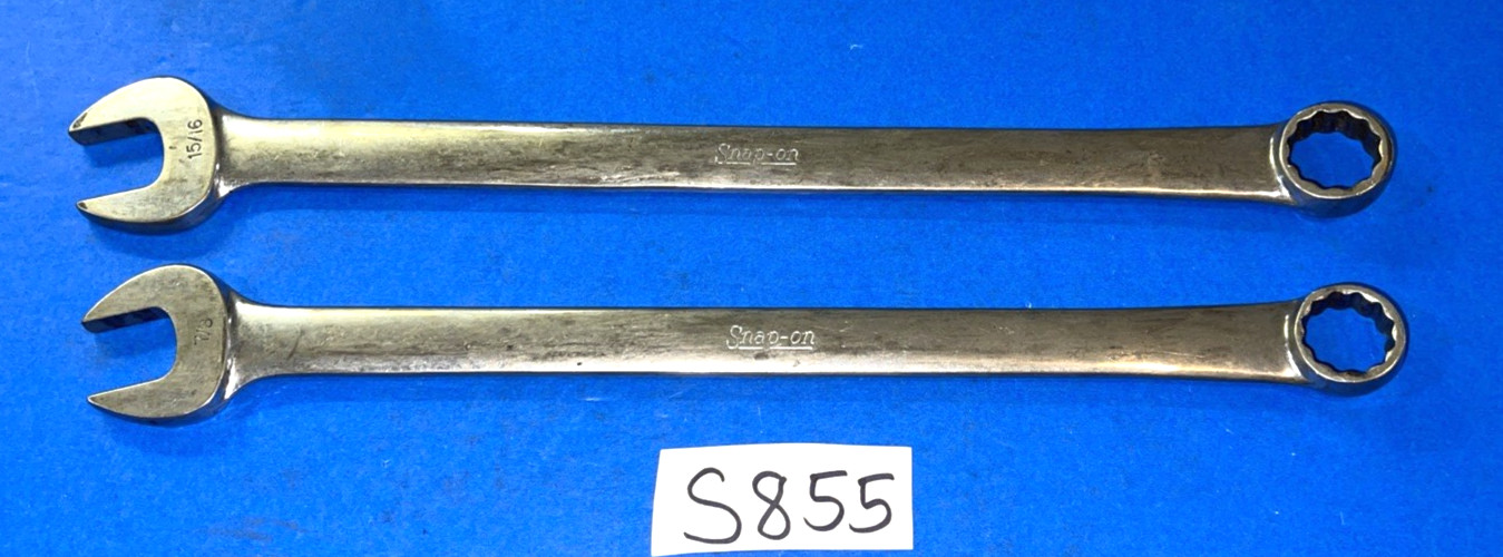 SNAP-ON TOOLS 2 PIECE SAE. EXTRA LONG COMBINATION WRENCHES 7/8 & 15/16