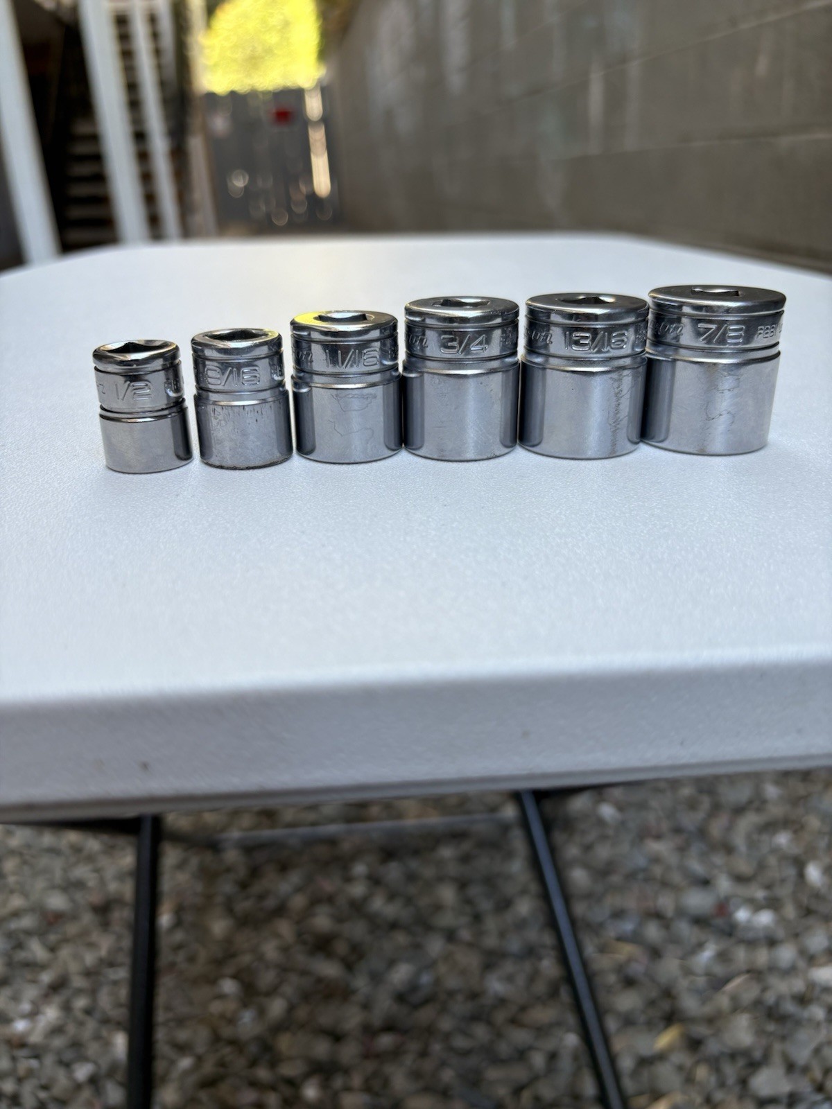 Snap-on 3/8” 12pt SAE Shallow Sockets 1/2 9/16 11/16 3/4 13/16 7/8” USA