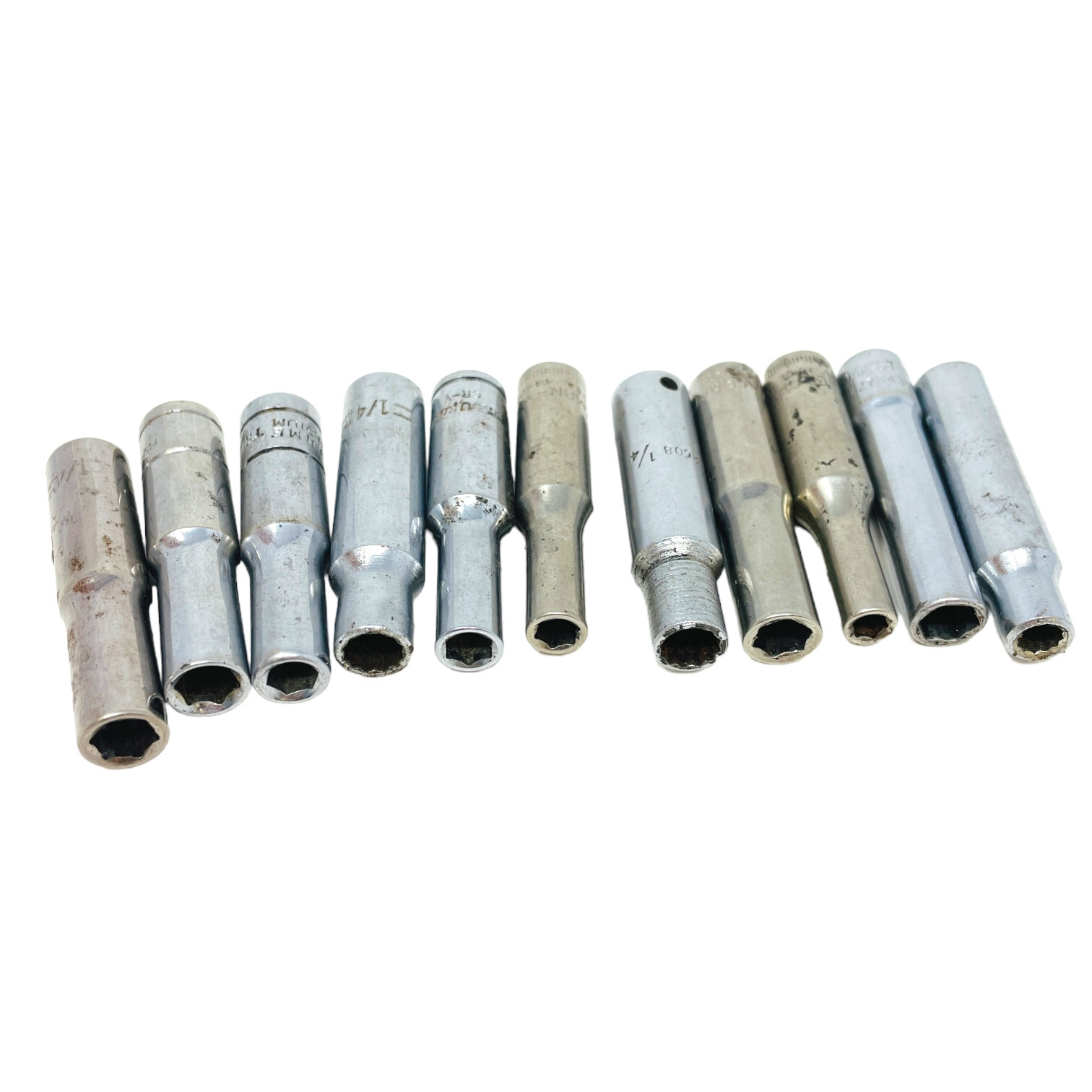 11 Pcs Craftsman, Thorsen and Assorted 44402, 5.5mm, 1/4 in Drive Socket Set