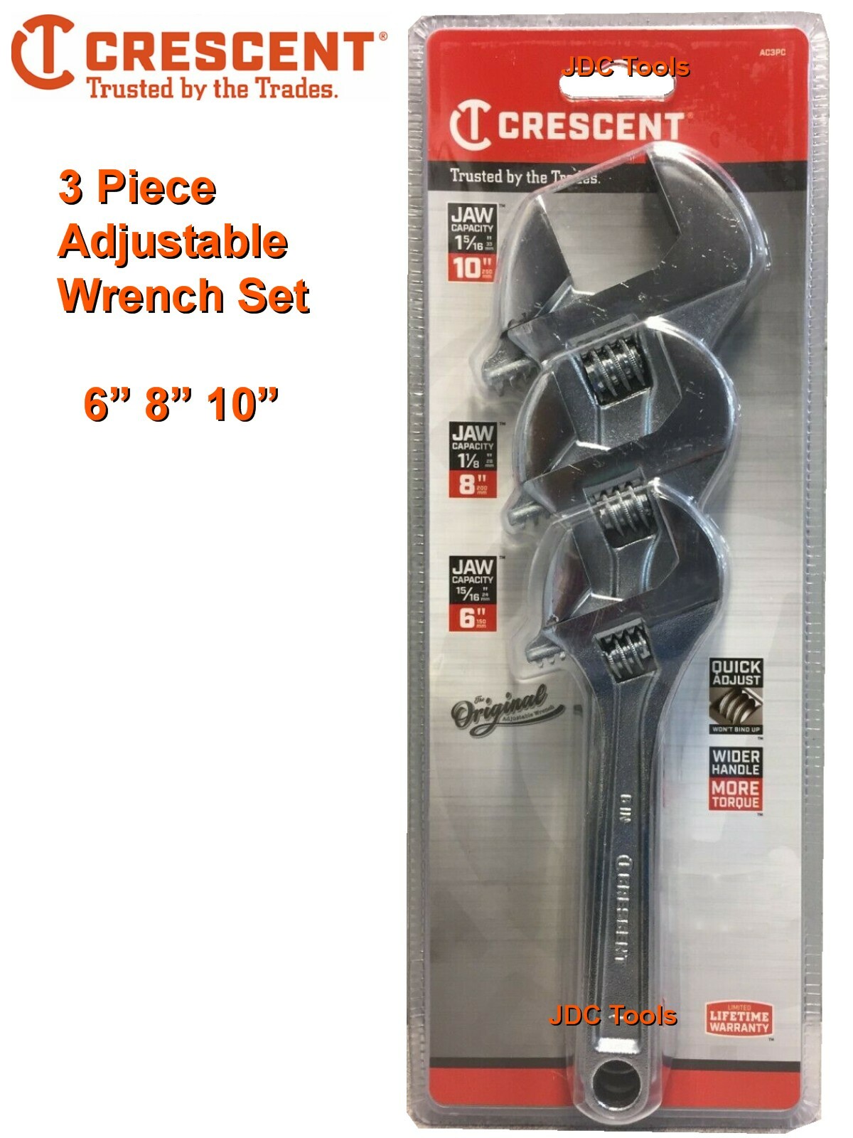 Crescent 3 pc Adjustable Wrench Set – New
