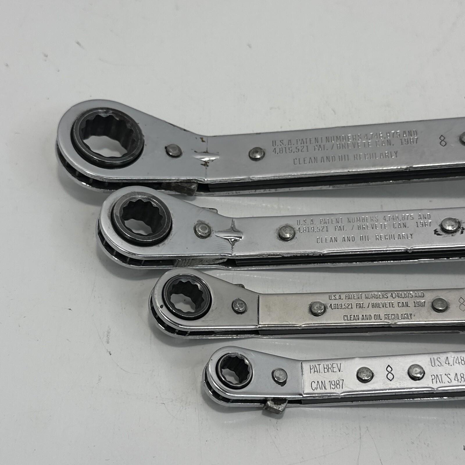Blue-Point RYAM 4pc 25° offset ratcheting box wrench set EUC