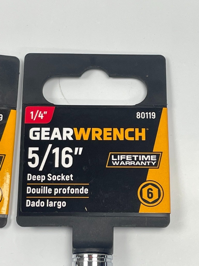 5/16″ GearWrench 1/4″ Drive, Deep Well Polished Socket 6 point, # 80119 ; 2 pack