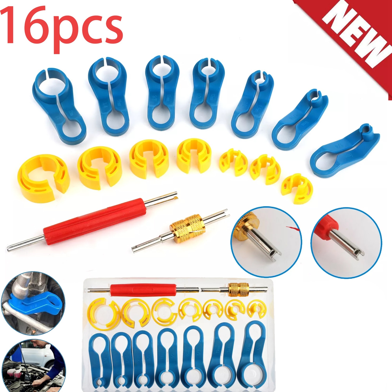 16X AC Fuel Line Quick Disconnect Tools Set 7 Size w/ Box Car Removal Tool Kits