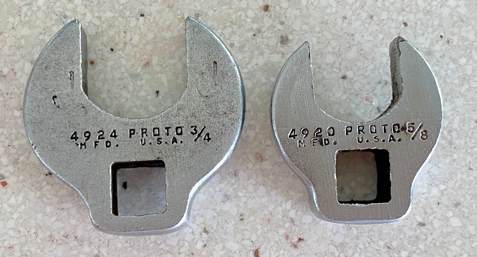 Proto Crowfoot Wrench Lot of 2 3/8″ Drive 4920 – 5/8″ 4924 – 3/4″ USA Used