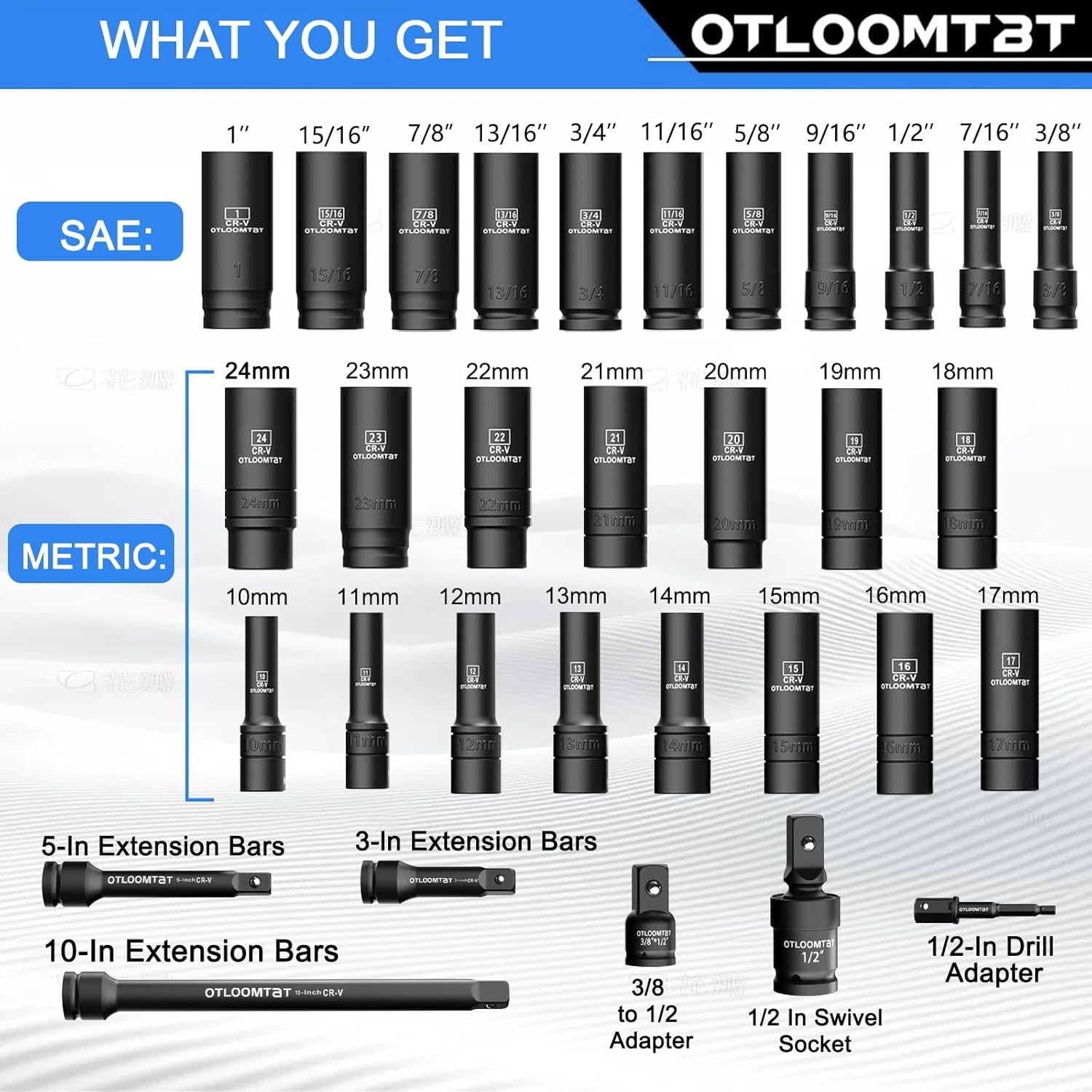 Comprehensive 32PCS 1/2″ Drive Impact Socket Set – Rust-Resistant & Organized