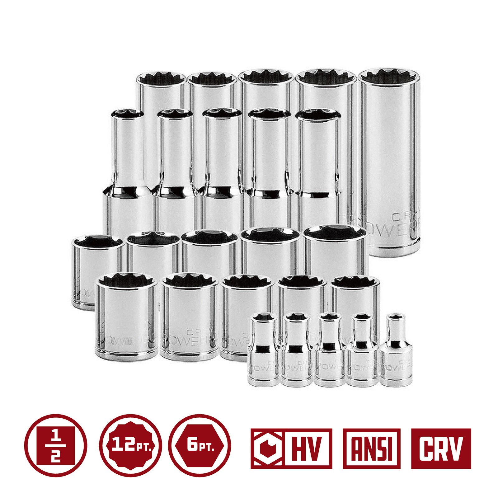 Powerbuilt 69 Piece Pro Tech 1/2 Inch Drive SAE and Metric Socket Set – 949006