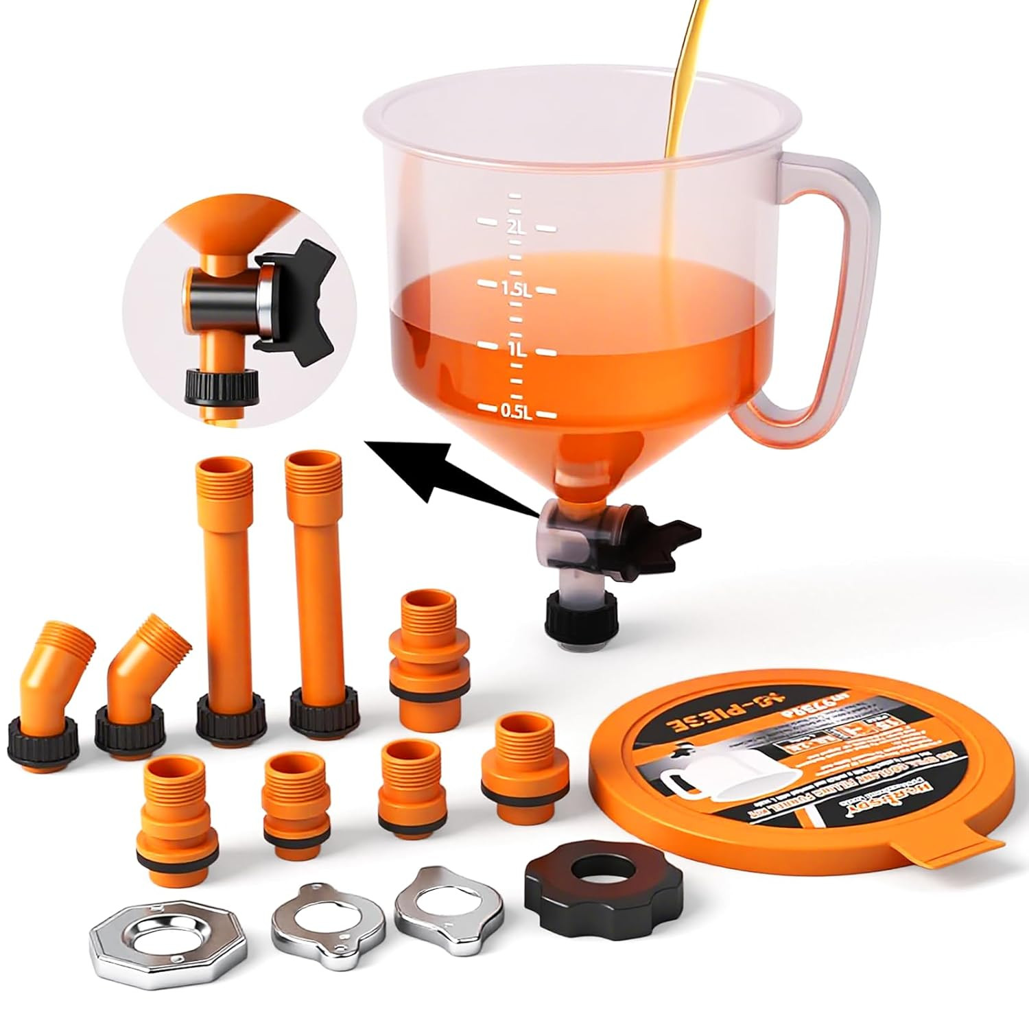 No-Spill Coolant Funnel Kit with Valve Switch, Radiator Bleeder Funnel Kit