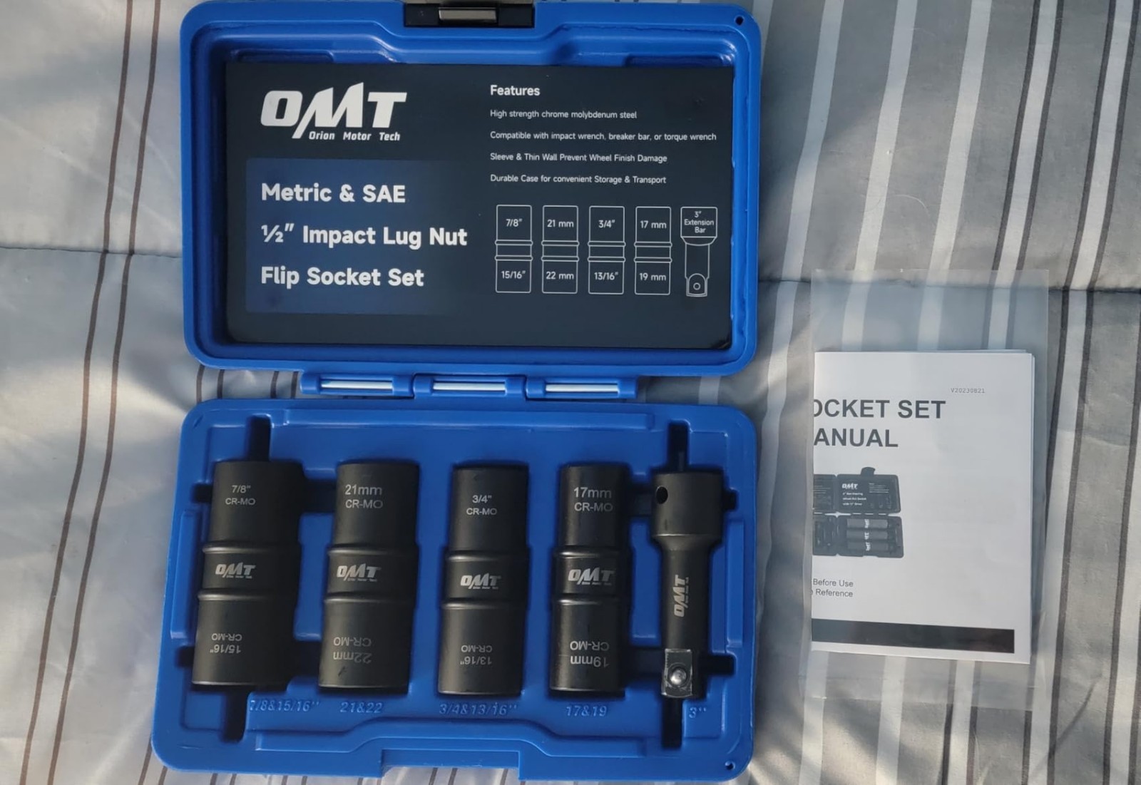 1/2″ Drive Impact Lug Nut Flip Socket Set SAE & Metric Double Ended Thin Wall