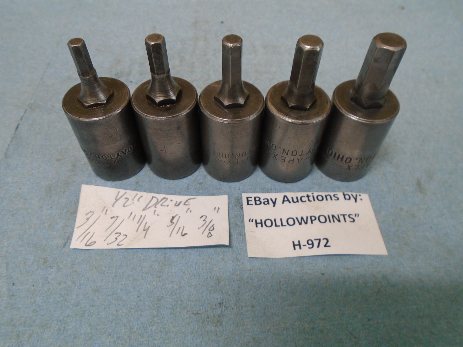 Apex Dayton O USA Impact Hex Impact Bit Set 5Pc 1/2″ Drive 3/16″ thru 3/8″ H972
