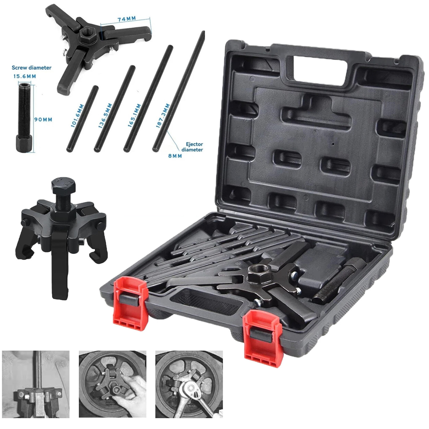 Harmonic Damper Pulley Puller 6-Piece Set for Chrysler GM Mitsubishi Vehicle US