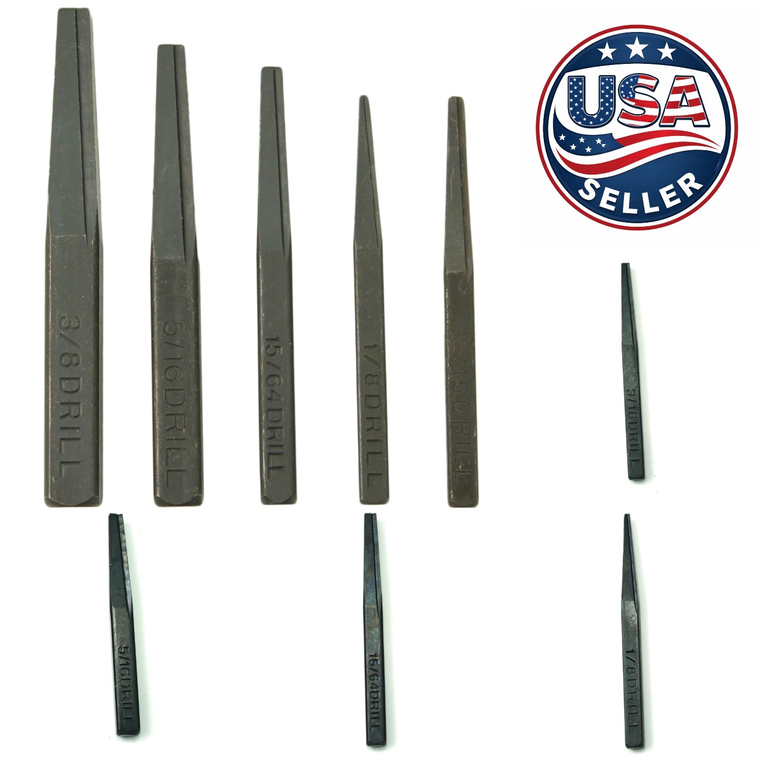Versatile 5-Piece Screw Extractor Set with Tapered Design for All Fastener Types