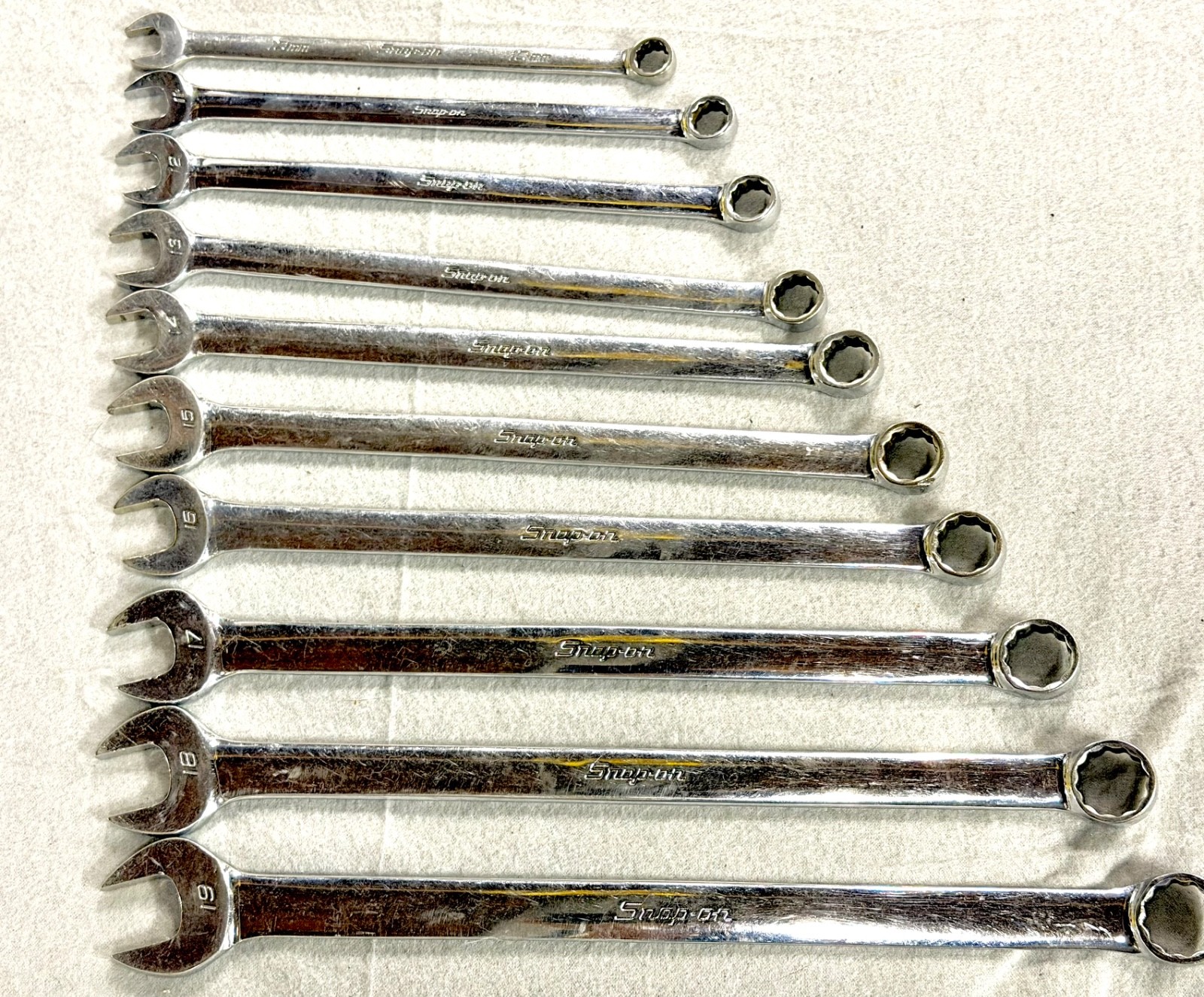 Snap On OEXLM Metric Long Combination Wrench Set 10mm-19mm Flank Drive Hand Tool