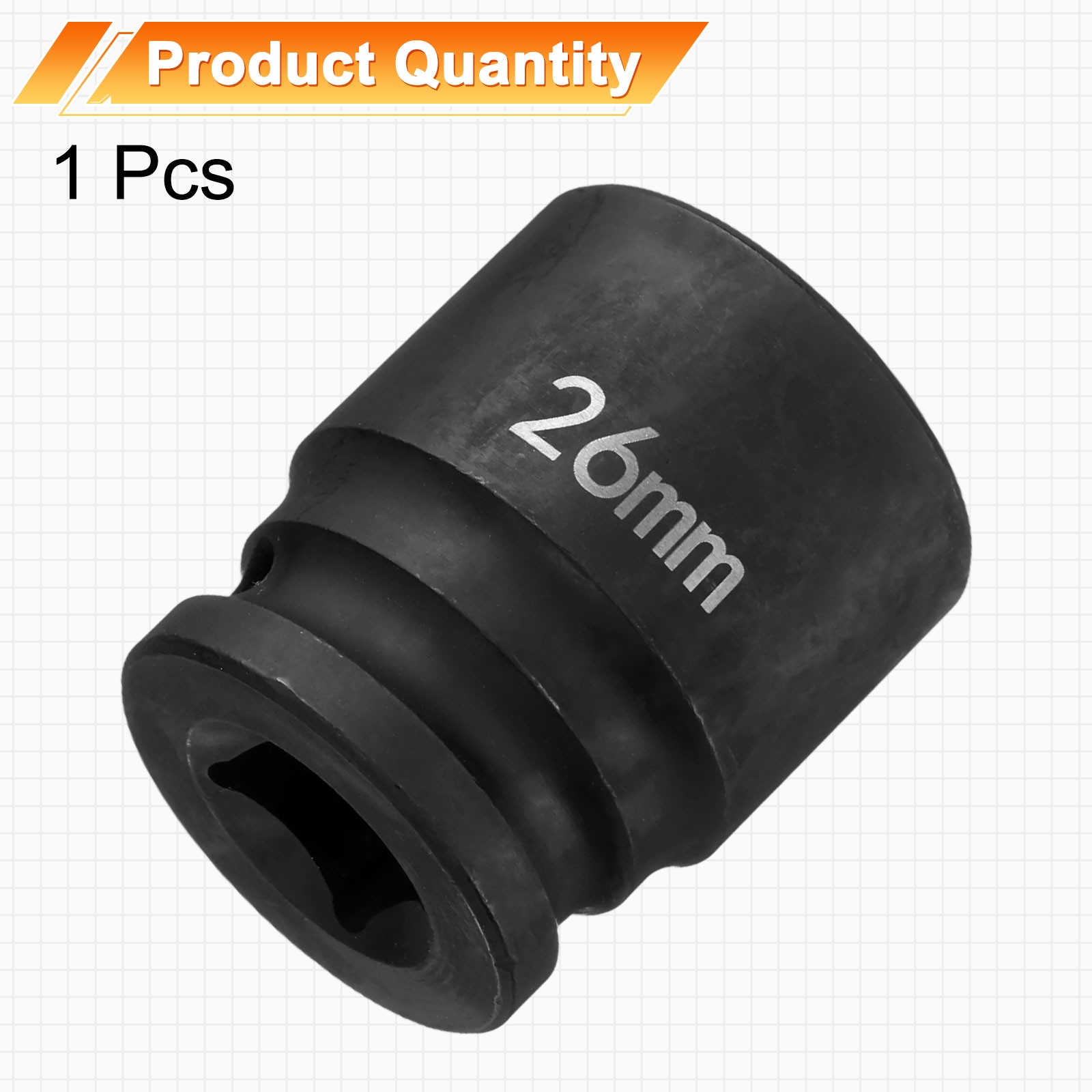 6 Point Impact Socket 26mm Socket 1/2″ Drive 1.65″ Long Cr-Mo Steel Phosphated