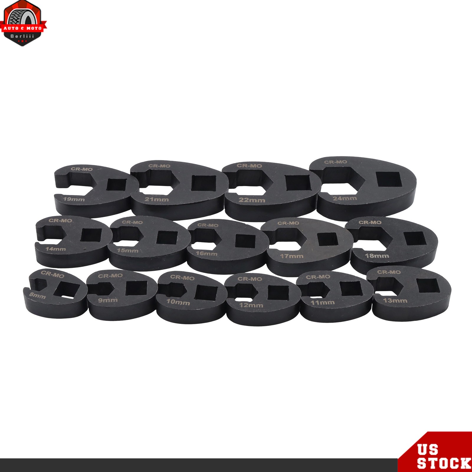 15PCS Flare Nut Crowfoot Wrench Set Metric Crows Foot Wrench Kit 3/8″ 1/2″ Drive