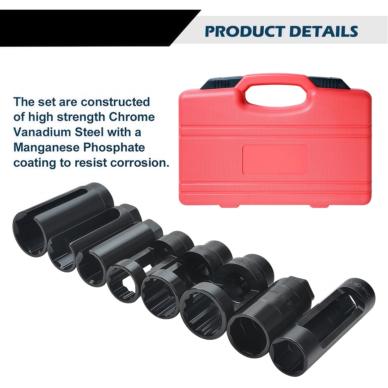 10pc O2 Oxygen Sensor Socket Wrench Removal Tool 3/8″ 1/2″ Drive x 7/8″ 22mm Set