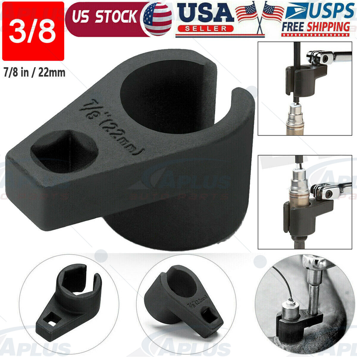 Oxygen Sensor Socket Wrench Set 6 Point O2 Remover Installer Tool Drive 3/8″ NEW