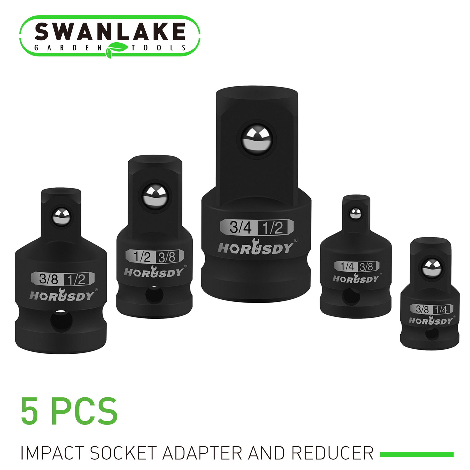 5 Piece Impact Socket Adapter Set Reducer 1/4″ 3/8″ 1/2″ Drive SAE Forged Steel