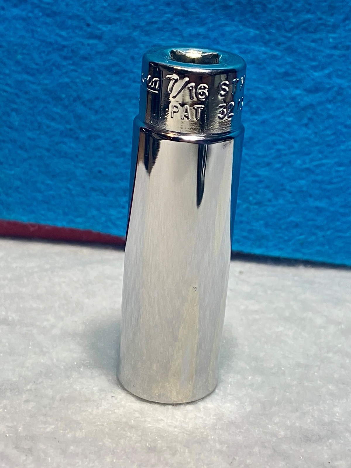 Snap-On STM14 7/16″ SAE 1/4″ Drive Deep Chrome 6-Pt Socket Retro Underline logo