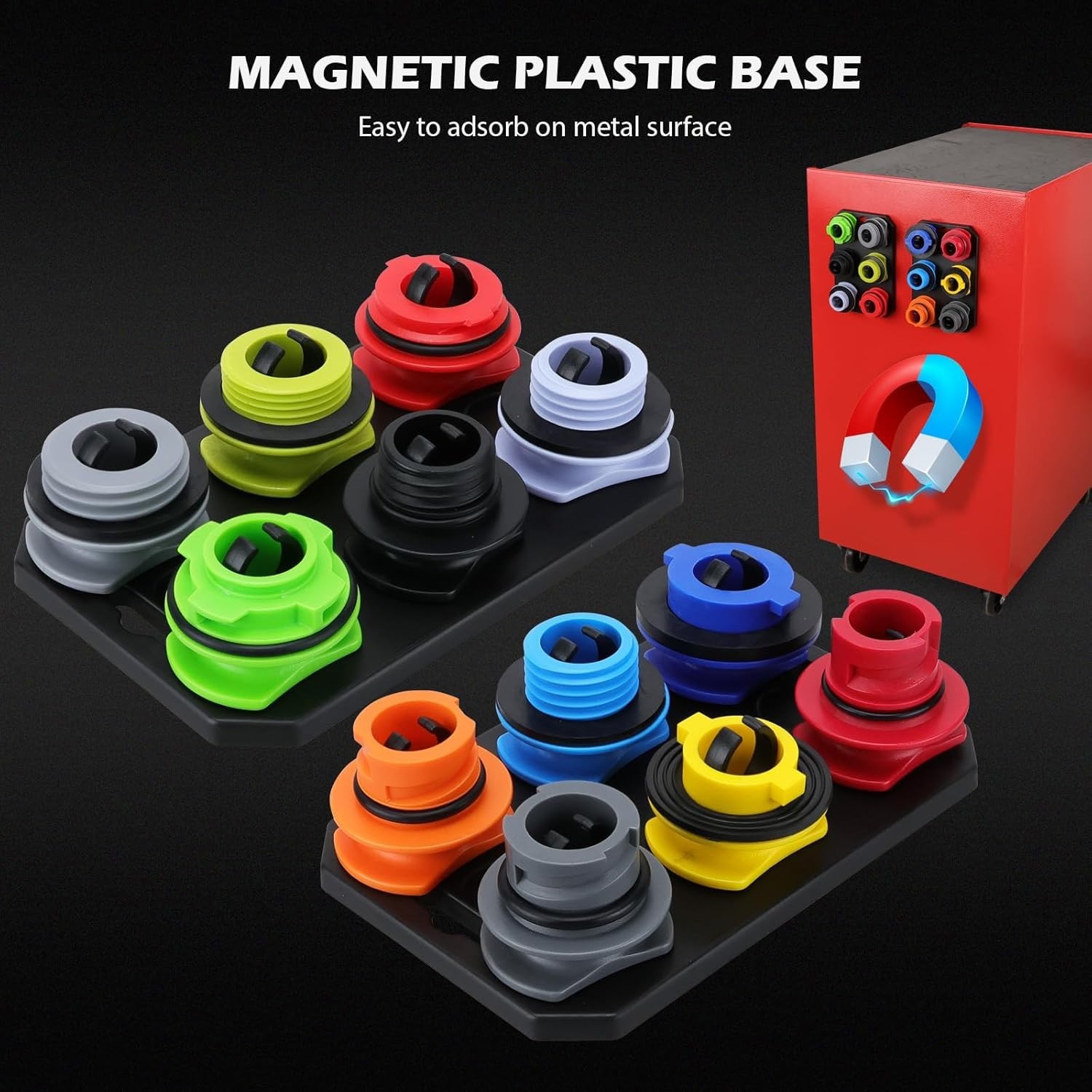 18-Piece Automotive Engine Oil Funnel Kit 1.5L 12 Adapters 2 Magnetic Trays