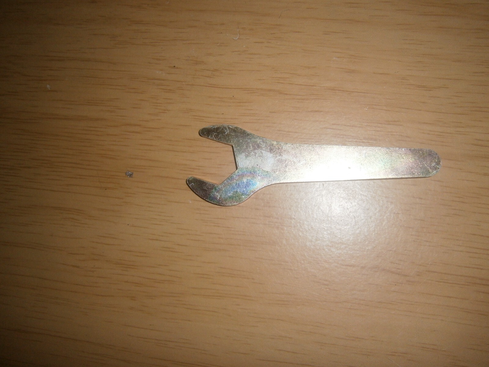 Vintage silver tone spanner. 17mm end.(E6d)