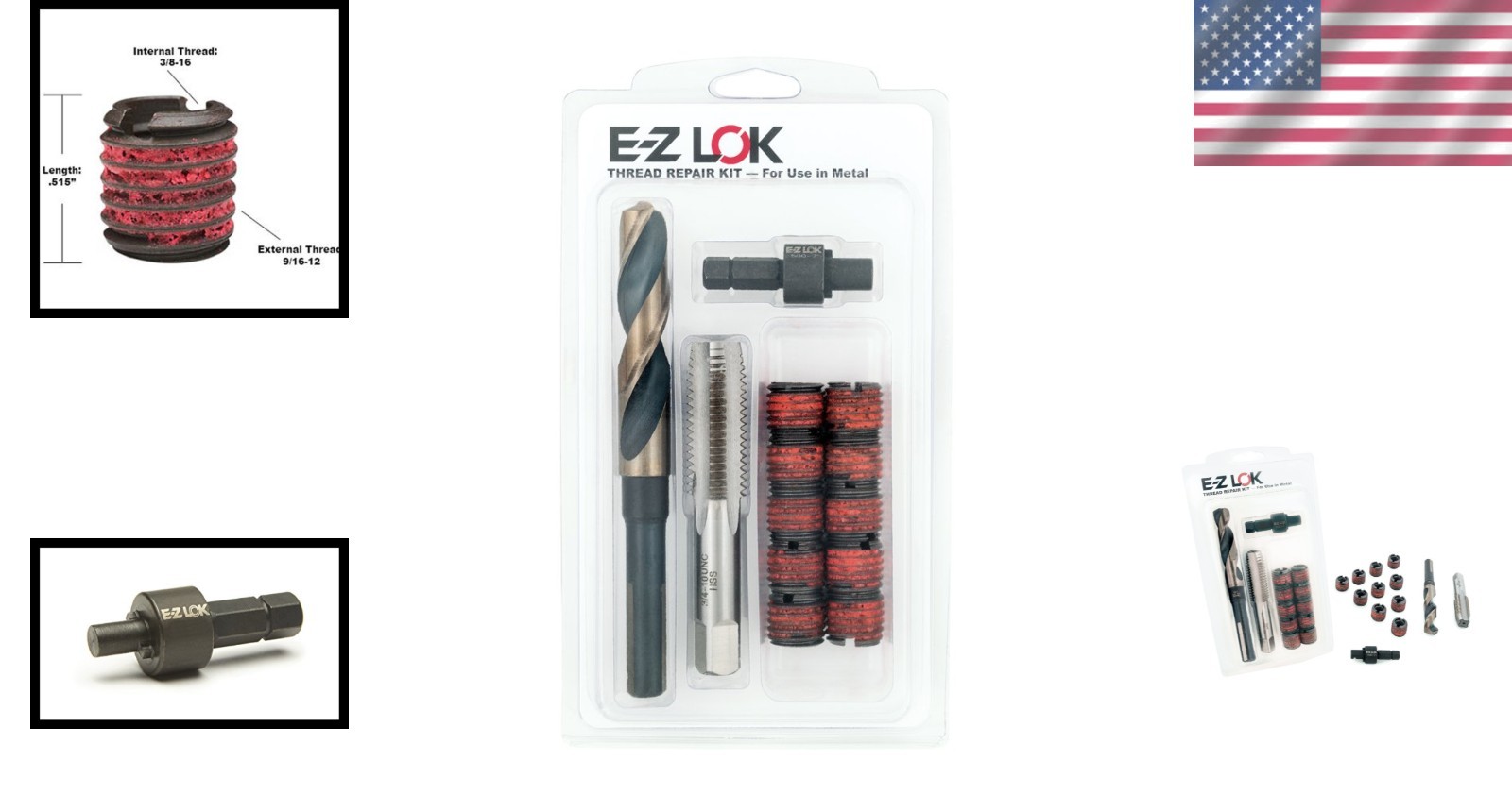Smart Thread Repair Kit for Aluminum and Soft Metals – 3/8-16 Inserts Included