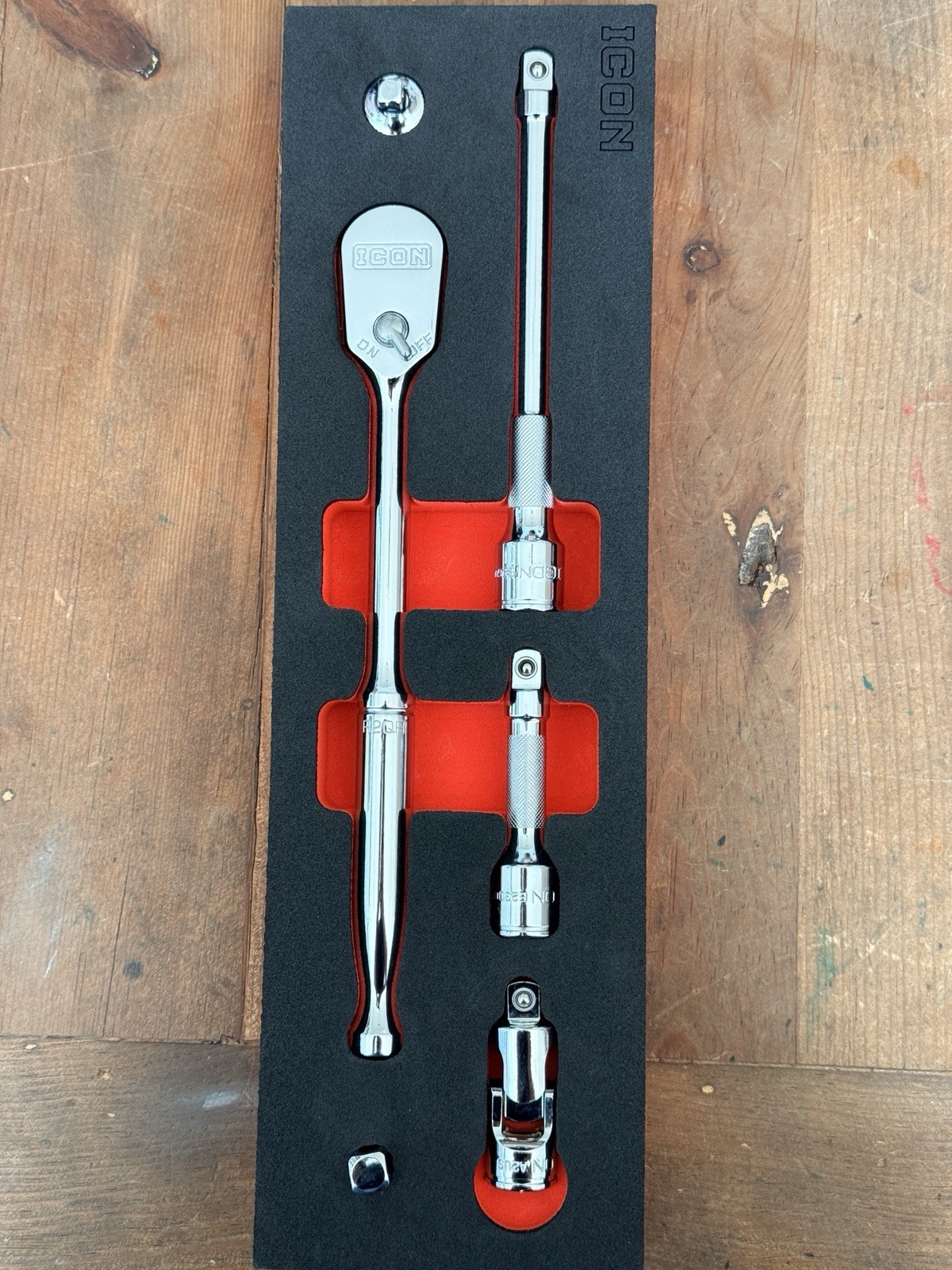 ICON Professional 3/8” Drive Ratchet/ 3″ & 6″ extensions/ Swivel / adapters