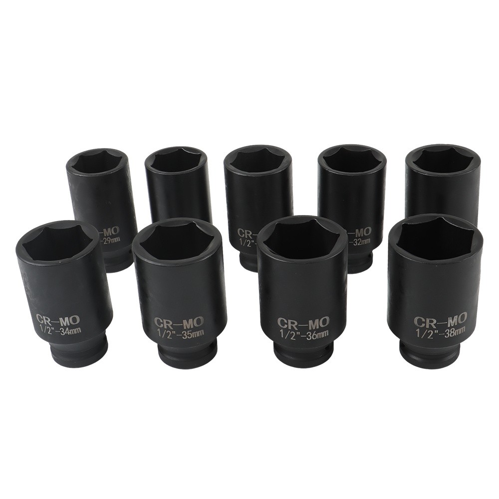 Labwork 9Pcs Deep Impact Socket Set Drive Metric Axle Hub Nut Socket 6 Point