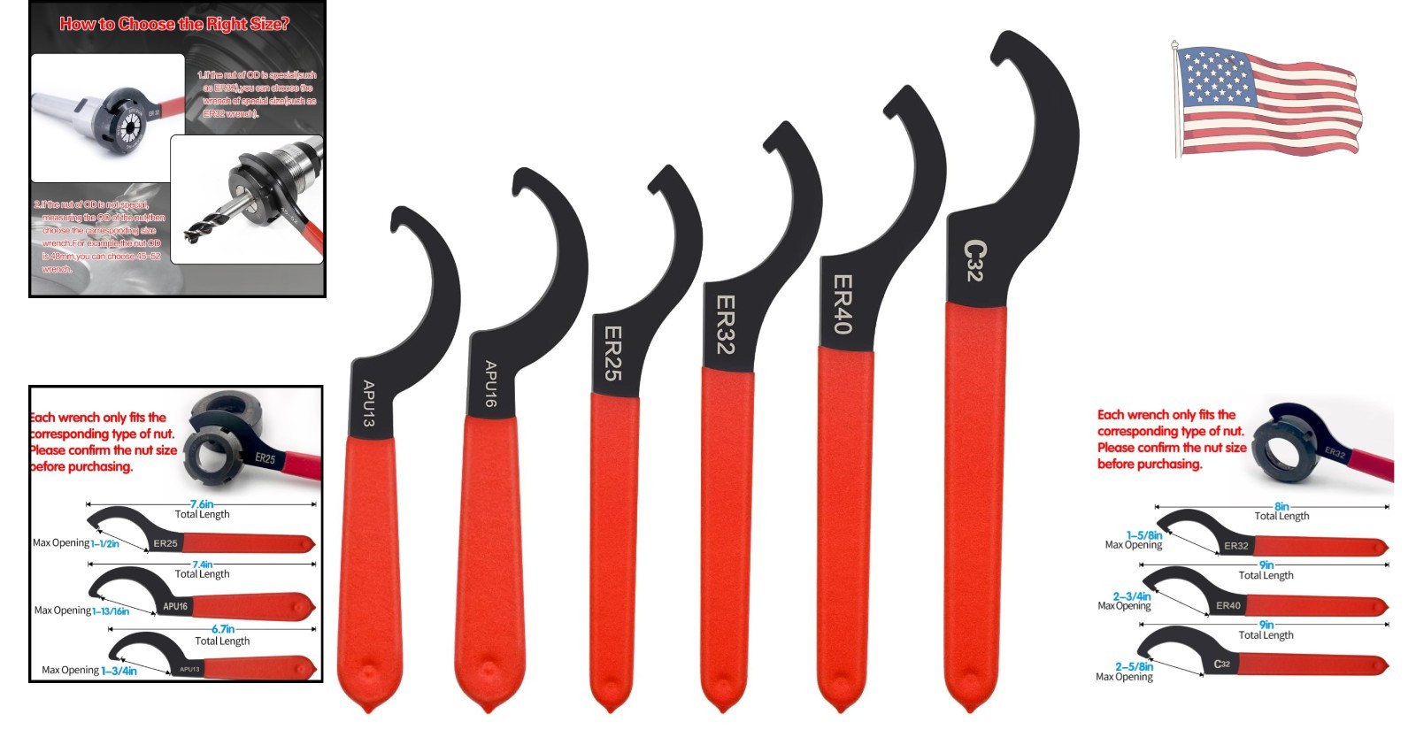 Alloy Steel 6-Piece Coilover Wrench Set – Perfect for Car Repair and Maintenance