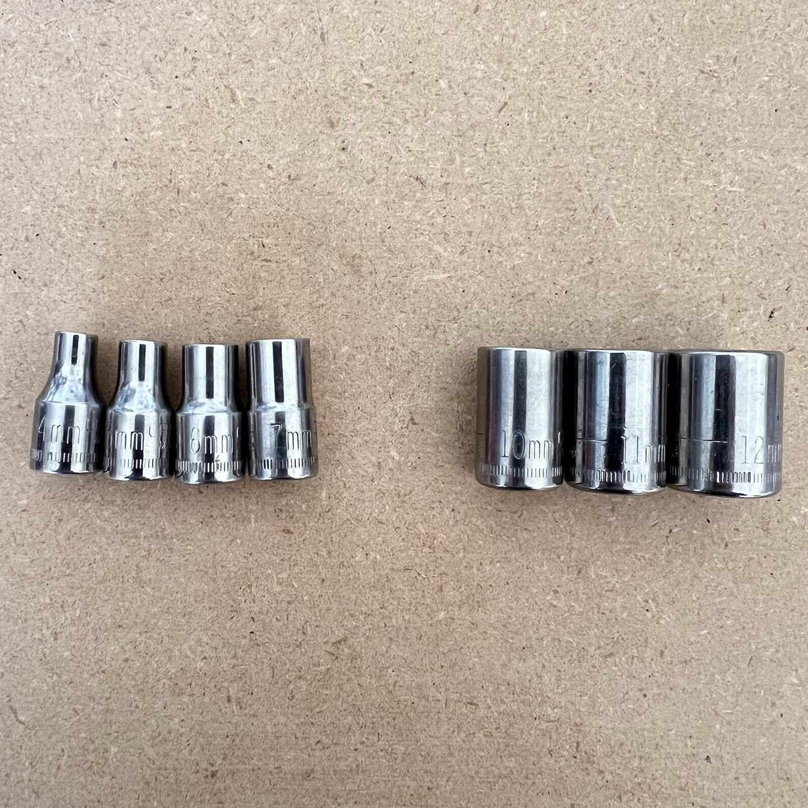 Craftsman 1/4″ Drive Metric Sockets 4mm-7mm & 10mm-12mm 6 Pt 7 Pc G USA NICE!