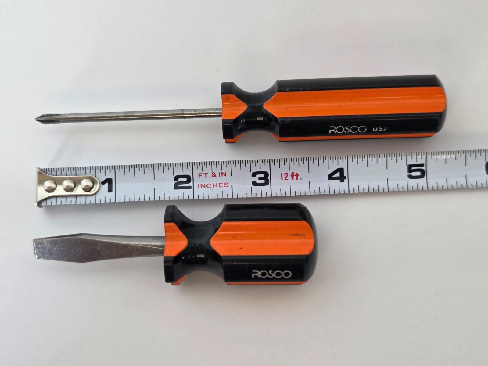 ROSCO USA Screwdrivers Stubby Short Flat head and Phillips Lot of 2 TOOLS