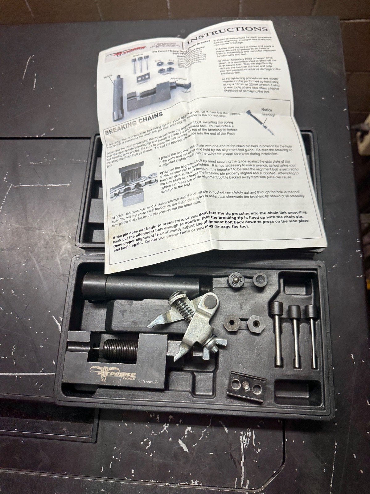 Pit Posse Heavy Duty Chain Breaker PP2845 w/Motion Pro Alignment Tool 57-8048