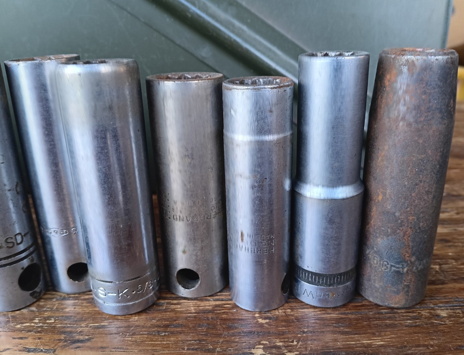 USA Deep Socket 1/2″ Drive Lot 15 P&C, S-K, Williams ~Mixed SAE Size Vintage Set
