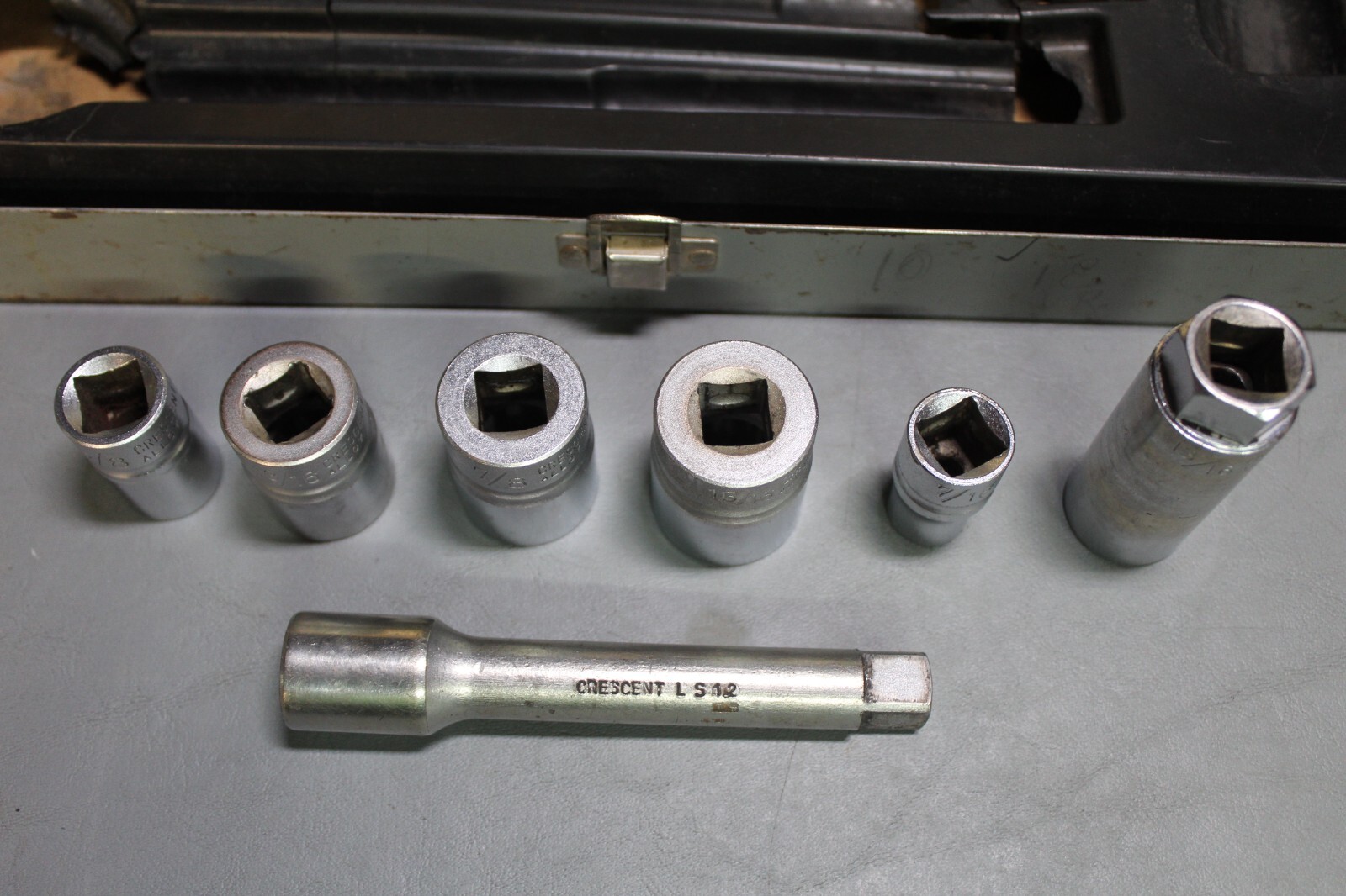 7-Piece Crescent 1/2″ Drive Socket Set in Metal Case LSB-12 Chrome Alloy Vintage
