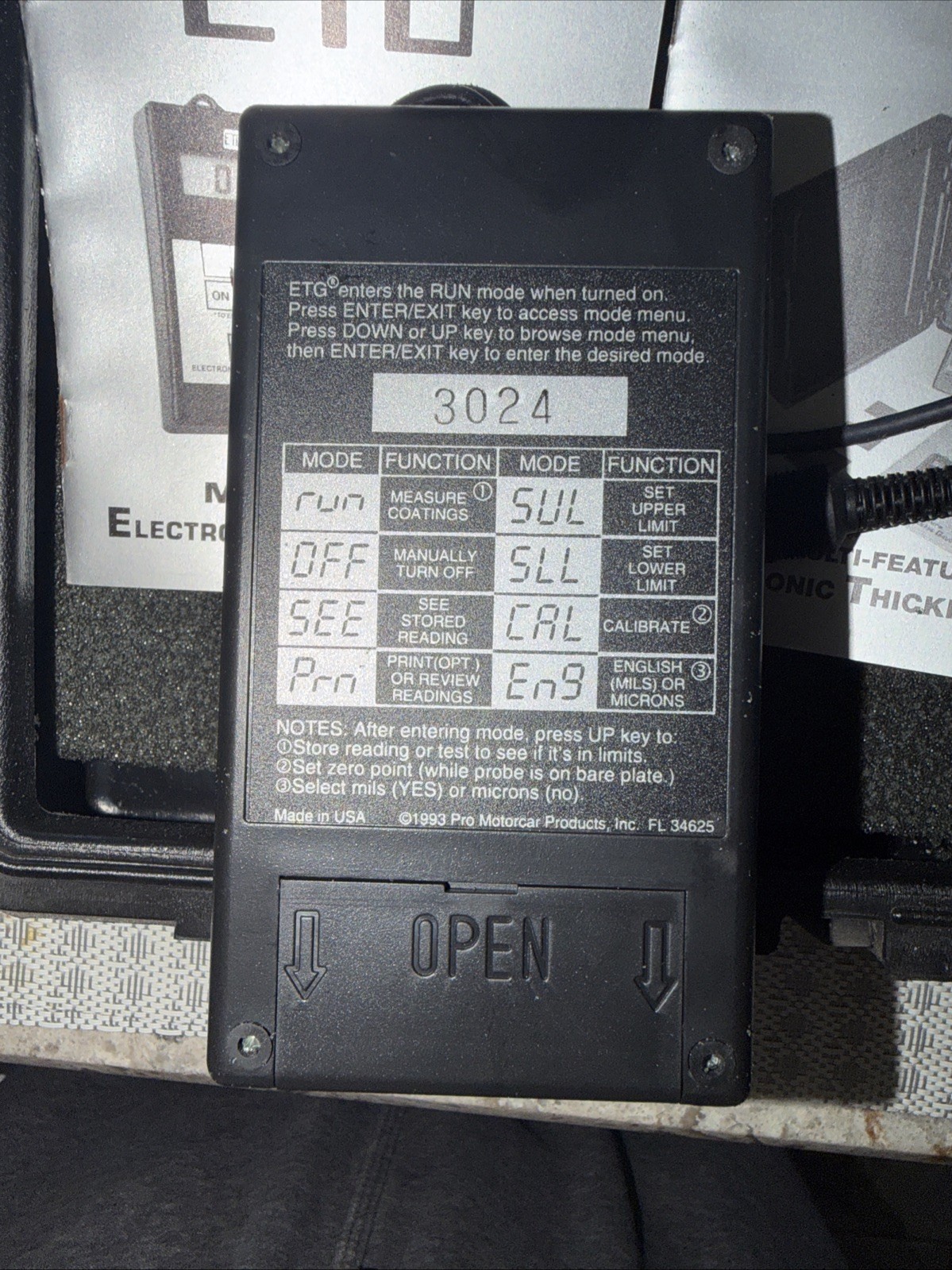 ETG Paint Thickness Gauge Working Tested With Case And Manual.