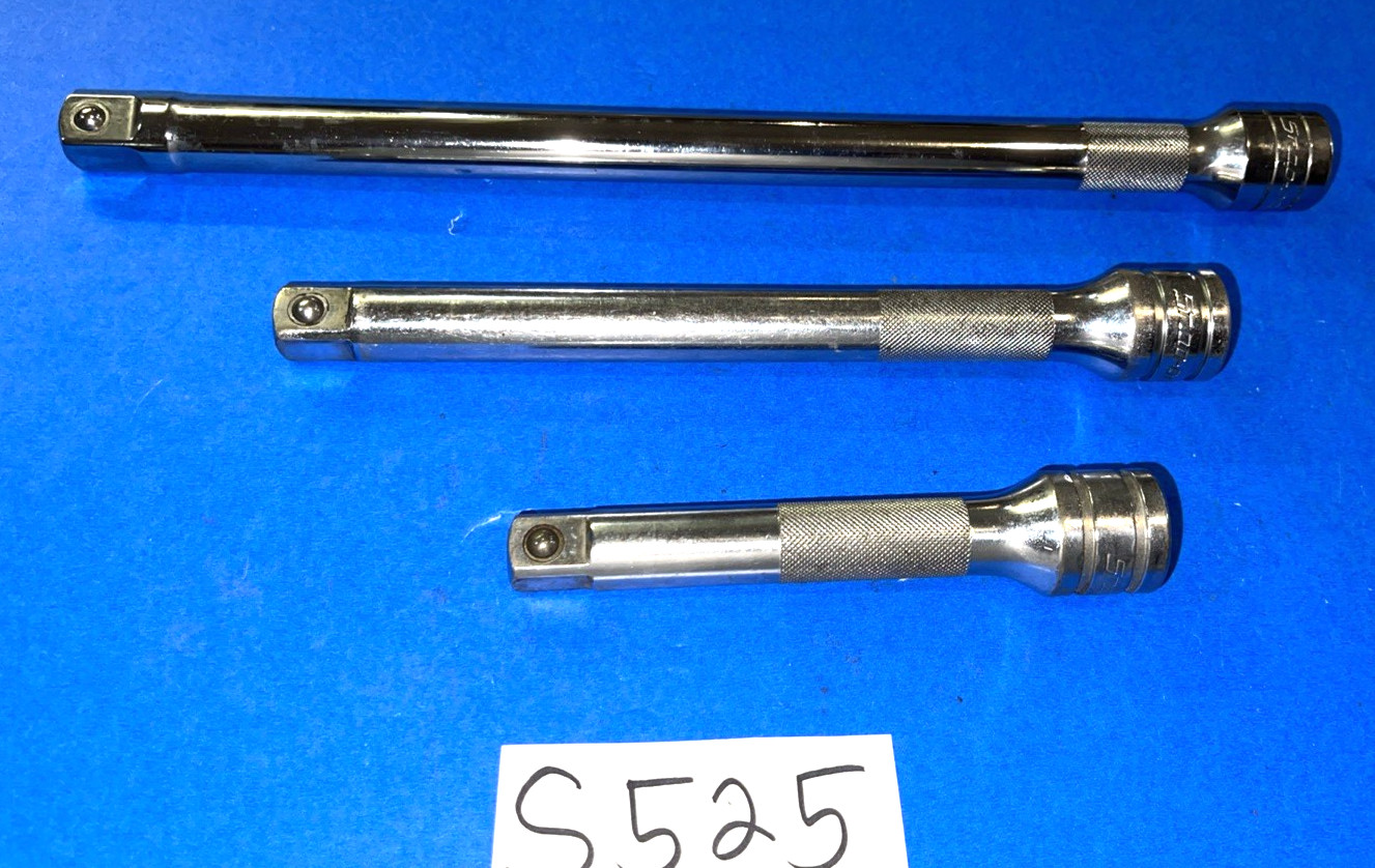 SNAP-ON TOOLS 3 PIECE 1/2 DRIVE KNURLED EXTENSIONS 5, 8, 11 INCH