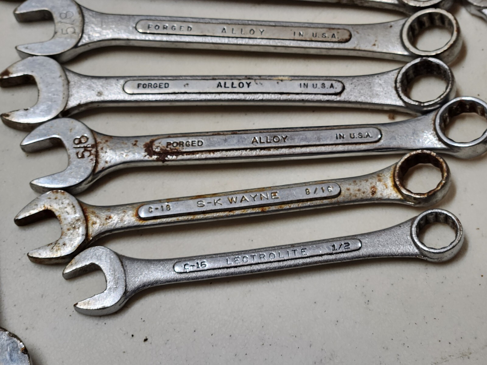 SK S-K Lectrolite 1 1/16″ 11/16″ 5/8″ 9/16″ 1/2″ 7/8″ 13/16″ 10 Wrenches Lot USA